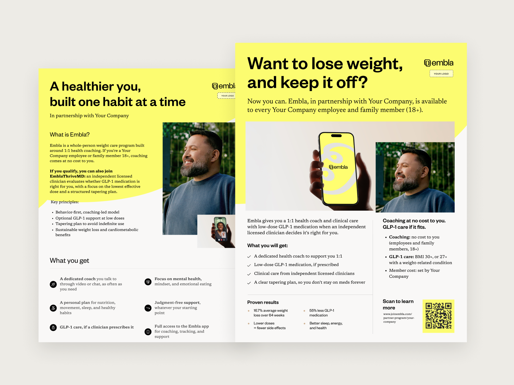 Example co-branded poster and two-page flyer with QR code